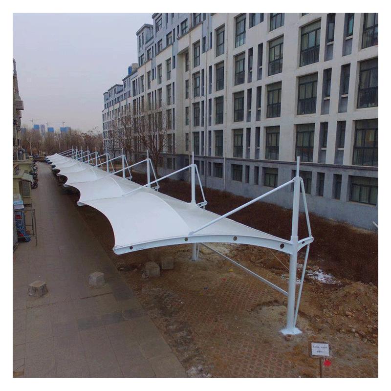 户外停车棚拉杆式遮阳张拉膜结构景观棚小区充电桩膜结构自行车棚