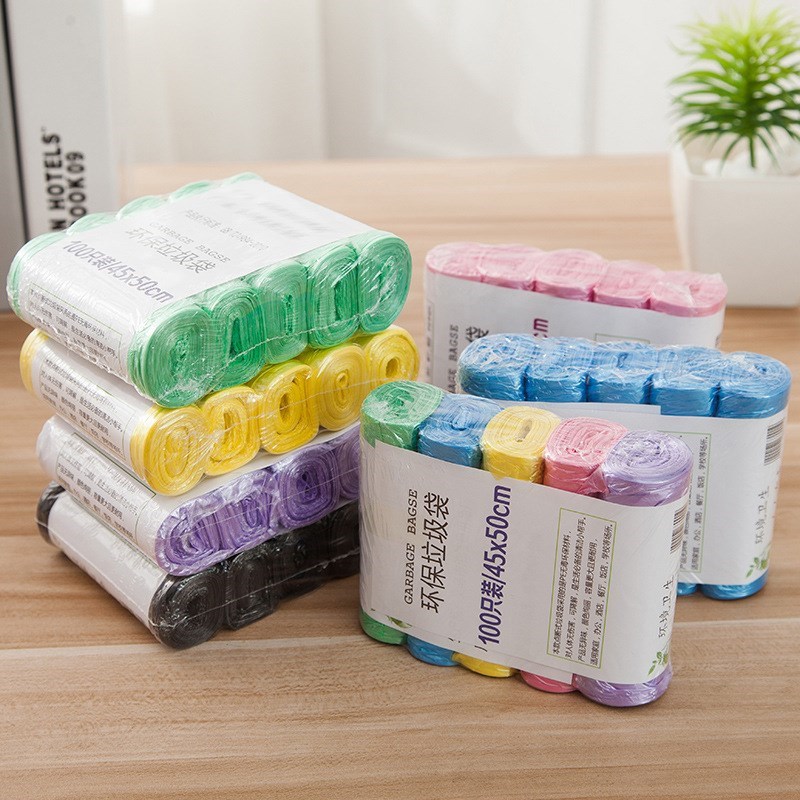 A5连卷断式塑料袋厨房彩色中号垃圾袋包装随机F0X380750