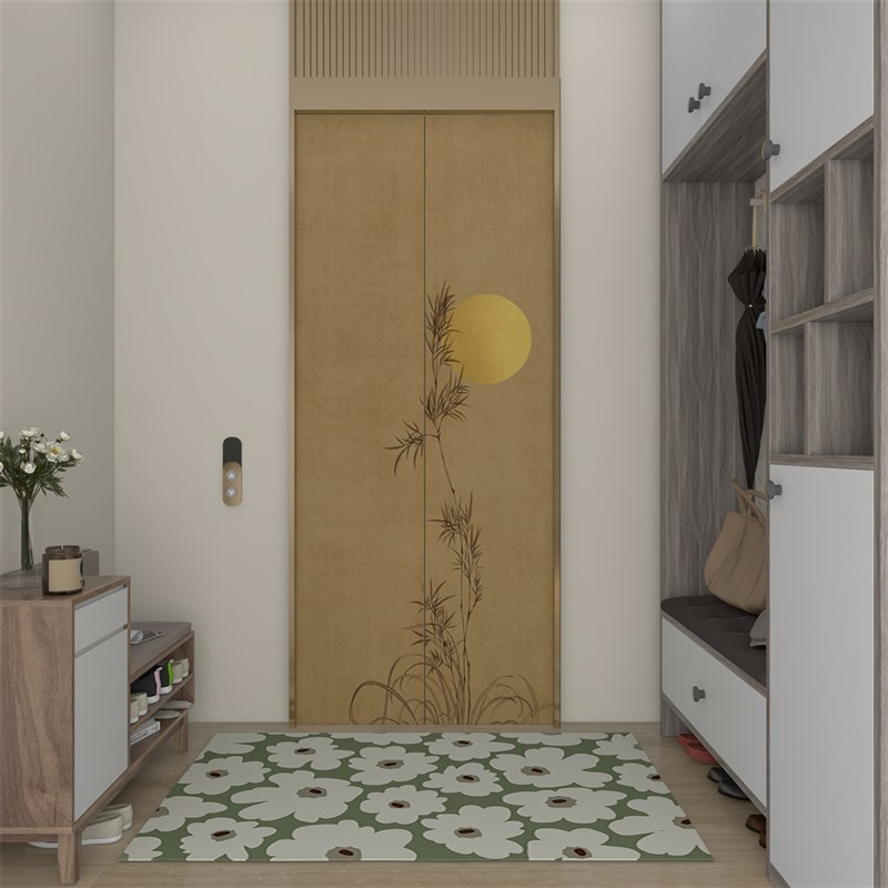 衣柜门贴纸自粘屏风玄关背景墙新中式贴膜墙纸电梯门卧室装饰画贴