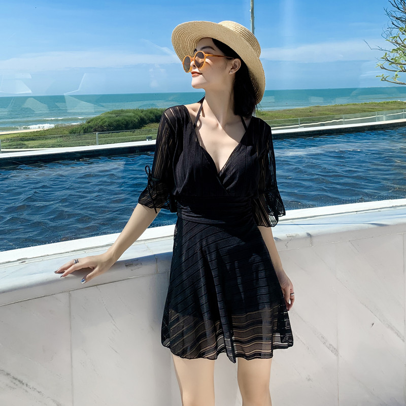 胖MM新款泳衣女韩版连体裙式钢托聚拢遮肚显瘦Q保守大码温泉游泳