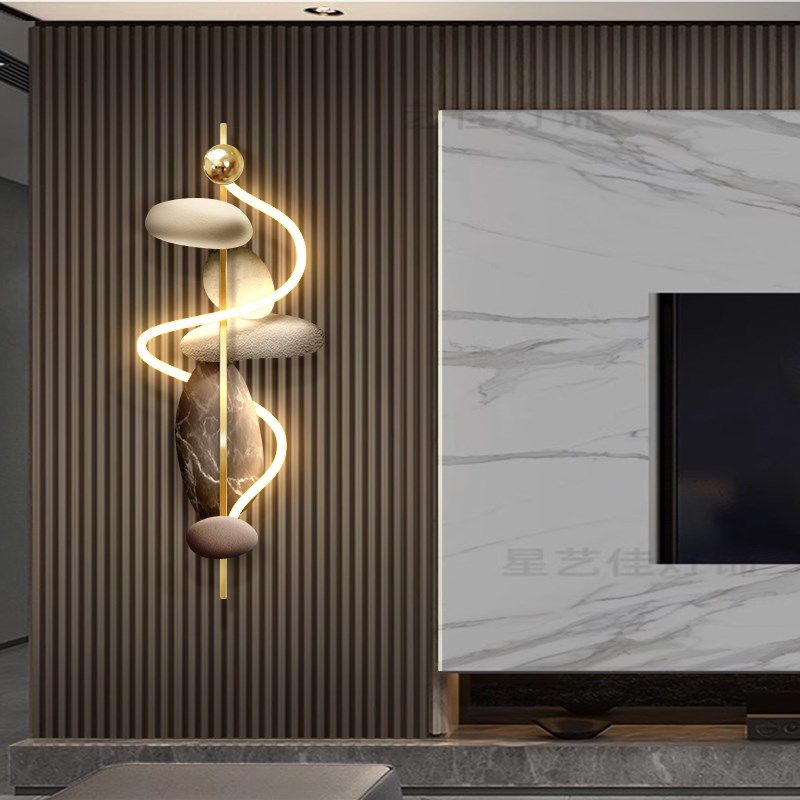 石来运转客厅格栅装饰挂件画电视背景墙高级感壁灯画卧室床头挂画