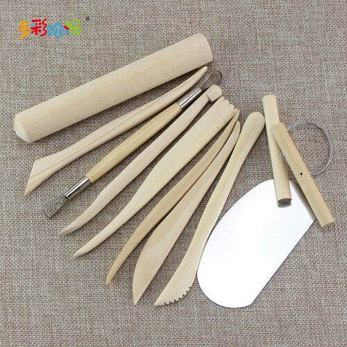 10件套陶d艺雕塑雕刻儿童泥塑工具擀泥棒泥塑刀刮刀切泥线陶泥拉