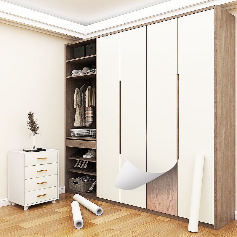 壁纸自粘卧室加厚肤感衣柜改色贴纸旧移门改造家具翻新贴膜墙纸热