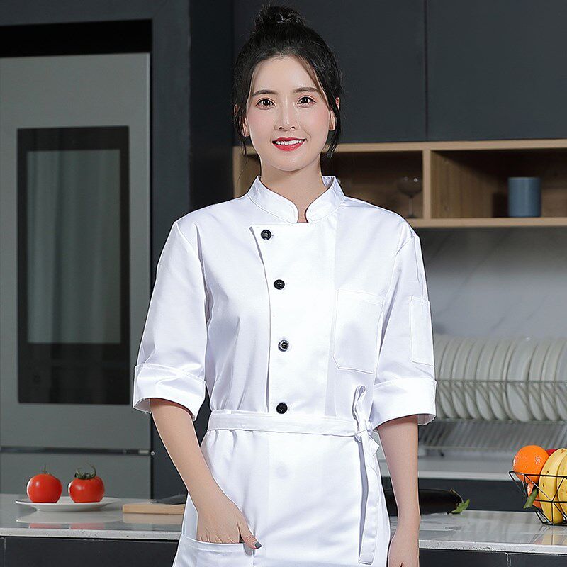 高级厨师工作服女夏季q定制蛋糕店餐厅西点烘焙师餐饮厨房七分袖