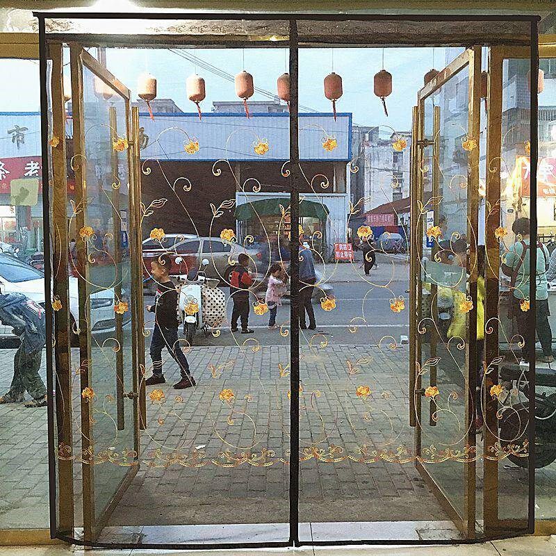 夏季防蚊门帘定制大门免打孔 饭店纱窗超市玻璃大门窗沙软纱门