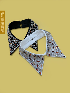宫殿式重工艺串珠假领女性多用z途假领与毛衣衬衫领单领装饰领尖