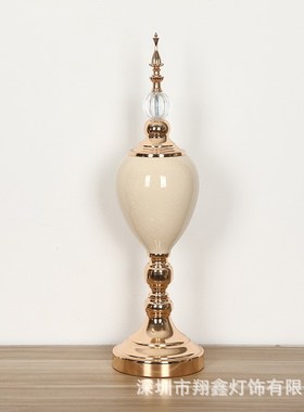 欧式铁艺美式花瓶摆件样板房餐桌电镀五金插花瓶家居软装金属摆件