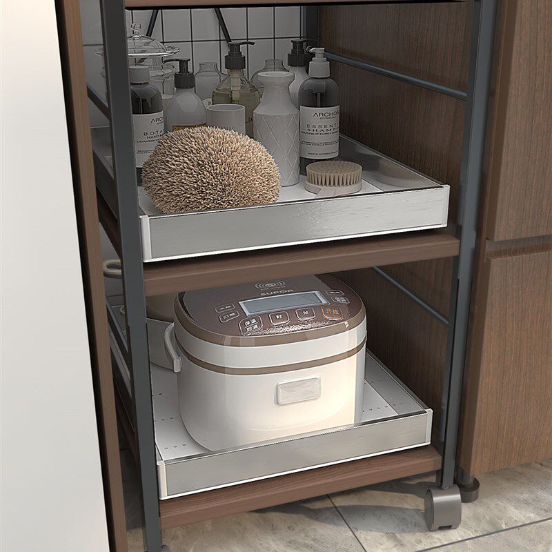 橱柜架子改造带轨道抽屉收纳托盘厨房储物拉篮送滑轨环保半不锈钢