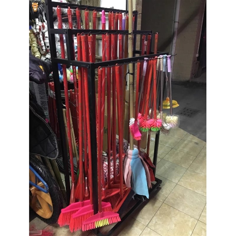 超市挂拖把扫把展示架拖布货架五金店收纳放扫帚移动陈列置物架子