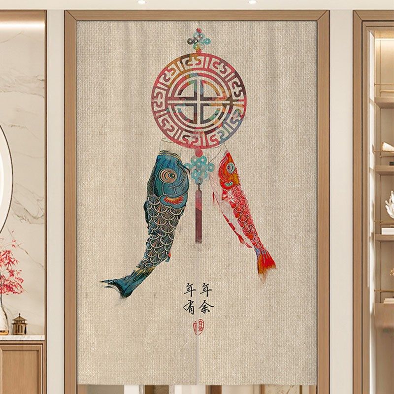 定制中式门帘隔断帘中国风禅意厨房遮挡布帘免打孔客厅卫生间半帘,居家布艺,门帘,淘宝优惠券,粉丝福利购,淘宝优惠卷