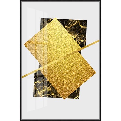 客厅餐厅玄关楼梯过道装饰画金箔抽象纹理轻奢壁画样板间金色壁画