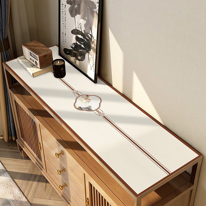 新中式餐边柜桌垫轻奢高级感玄关鞋柜垫子皮革电视柜台面保护垫,居家布艺,桌布,淘宝优惠券,粉丝福利购,淘宝优惠卷