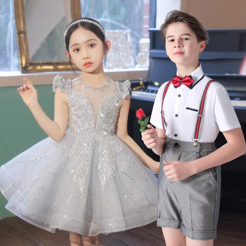 六一儿童合唱演出服小学生表演服装幼儿园女童蓬蓬裙诗歌朗诵套装