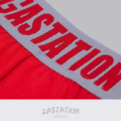 Gastation龙年本命年红色底裤秋冬纯棉平角裤内裤弹力提花平角裤