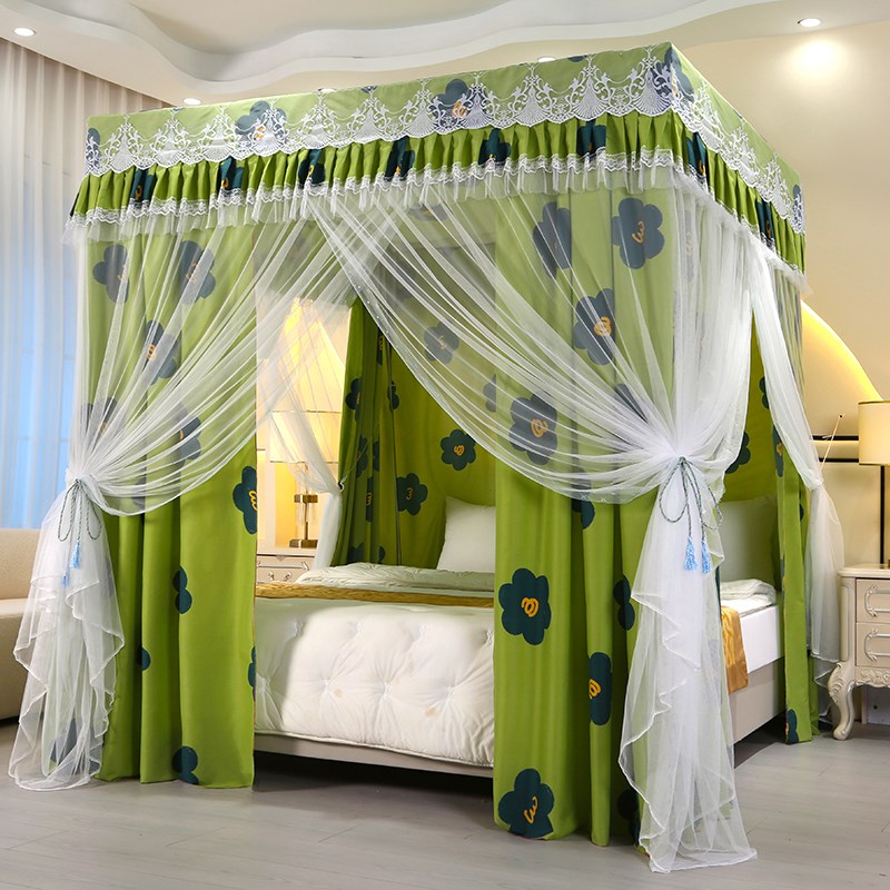 A类遮光床帘一体式宫廷落地蚊帐三开门防尘床幔保暖卧室2024新款