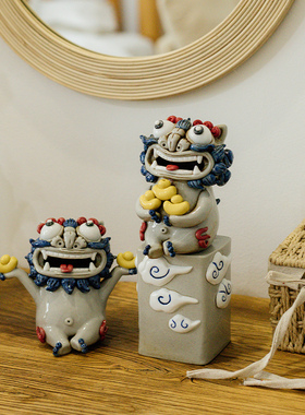 招财貔貅狮子摆件客厅玄关办公桌高端家居装饰店铺开业礼品乔迁