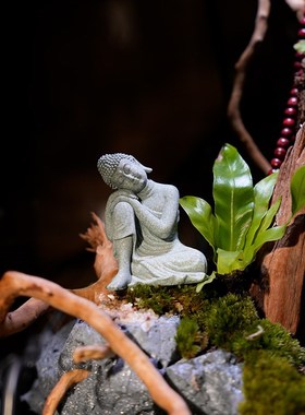 桌面工艺品佛像摆件创意玄关禅意新中式家居茶宠香道鱼缸装饰品