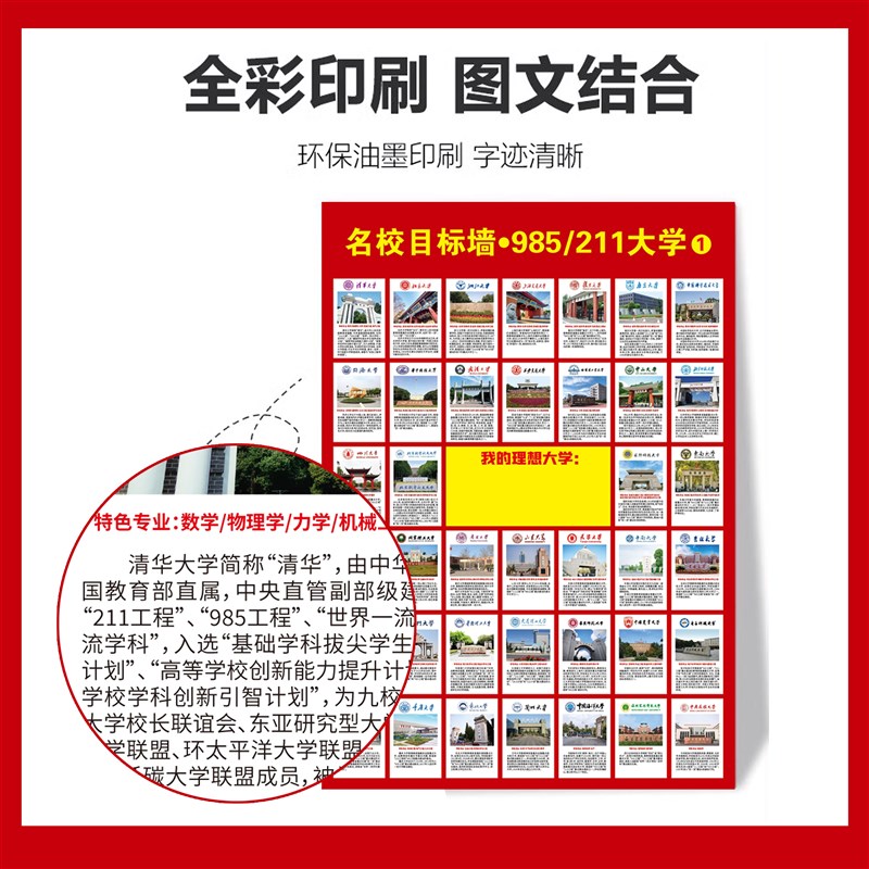 高考激励老师推荐大学励志名校目标墙贴985211大学介绍目录海报