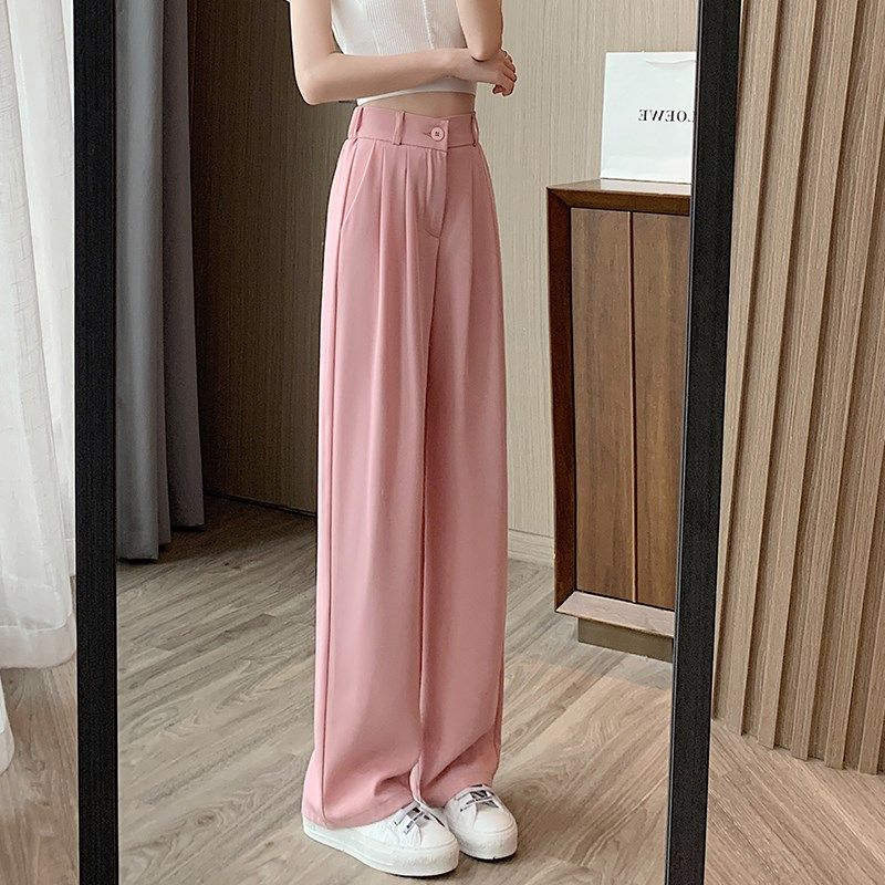 西装裤高级感垂感女夏季薄款2024年新款休闲小个子显瘦直筒阔腿裤