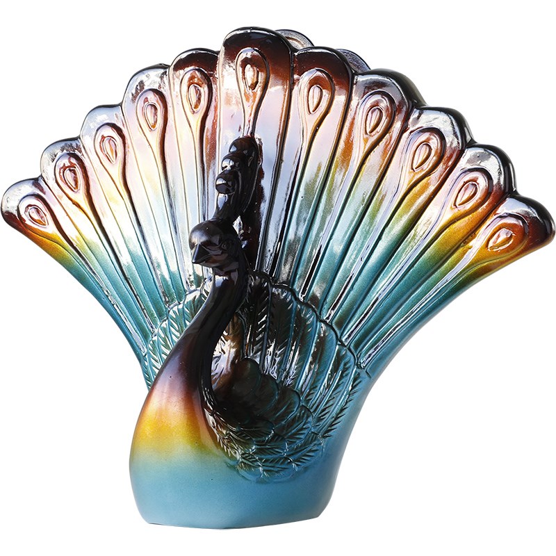 简约北欧孔雀花瓶摆件陶瓷客厅电视柜酒柜装饰品桌面摆设结婚礼物