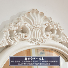 欧式全实木梳妆台 豪华卧室橡木雕梳妆桌 花化妆白色桌子配套家具