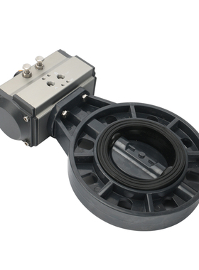 气动UPVC蝶阀 气动塑料蝶阀 耐酸碱气动蝶阀 D671S 对夹蝶阀