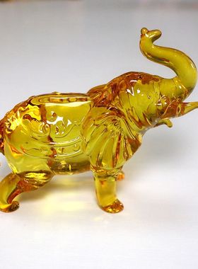 大小号粉紫黄水晶大象摆件 吉祥家居客厅装饰品开业乔迁生日礼物