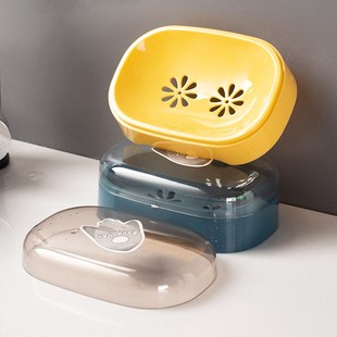 肥皂盒翻盖香皂盒沥水盒学生卫生间大号简约卡通带盖香皂盒置物架