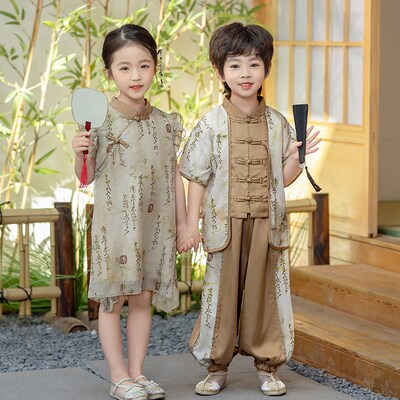 儿童演出服男女童汉服套装中国风唐装旗袍中式小学生合六一唱班服