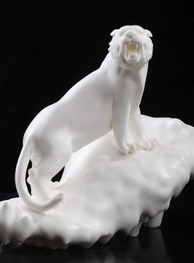 福虎生威生肖虎摆件德化白瓷家居客厅办公室名家大师礼品虎工艺品
