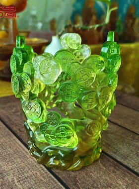 琉璃笔筒摇钱树办公桌装饰品朋友同事生日礼品节日礼物开业上市