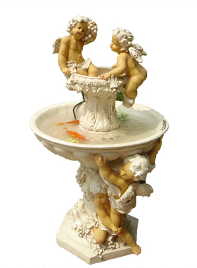 欧式别墅花园天使流水人物喷泉家居工艺摆设庭院鱼池装饰摆件礼品