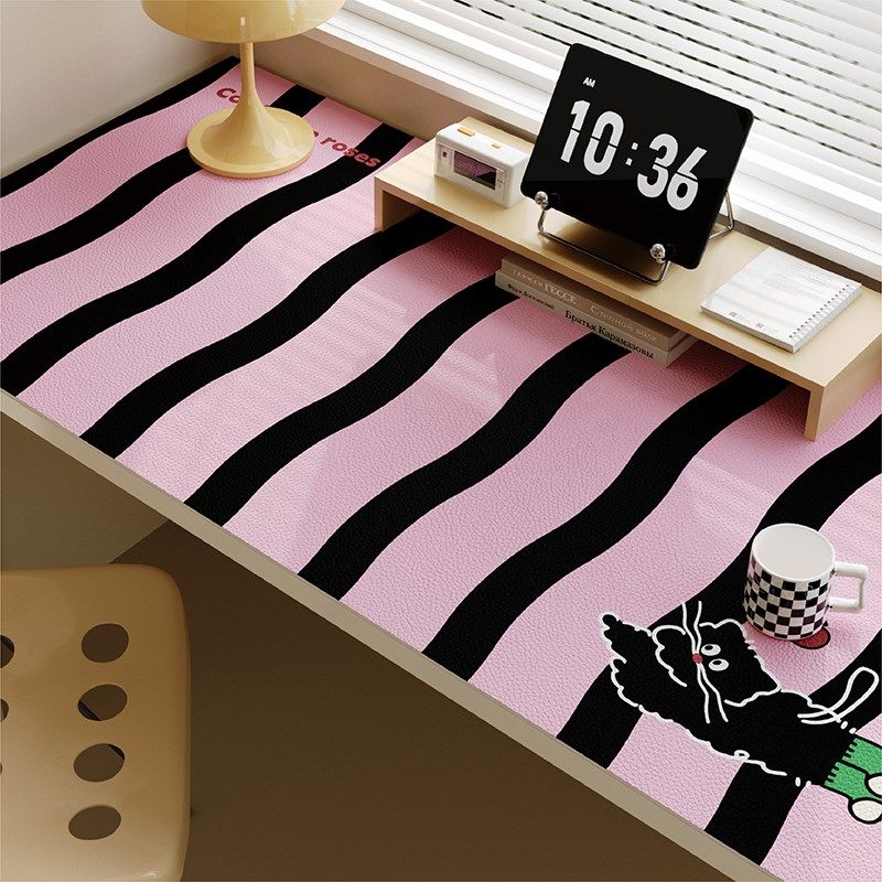 黑粉色甜酷风电脑桌垫书桌学习办公桌隔热防水防油PVC桌面保护垫,居家布艺,桌布,淘宝优惠券,粉丝福利购,淘宝优惠卷