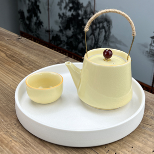 汝窑开片茶具功夫茶杯家用客厅办公室陶瓷现代简约手抓茶壶 小套装