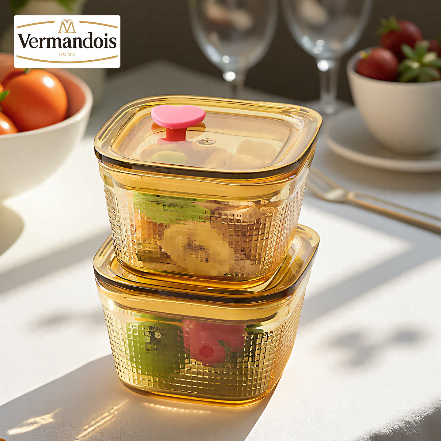 Vermandois高硼硅玻璃保鲜盒分装食品带盖咸菜盒可微波迷你小饭盒