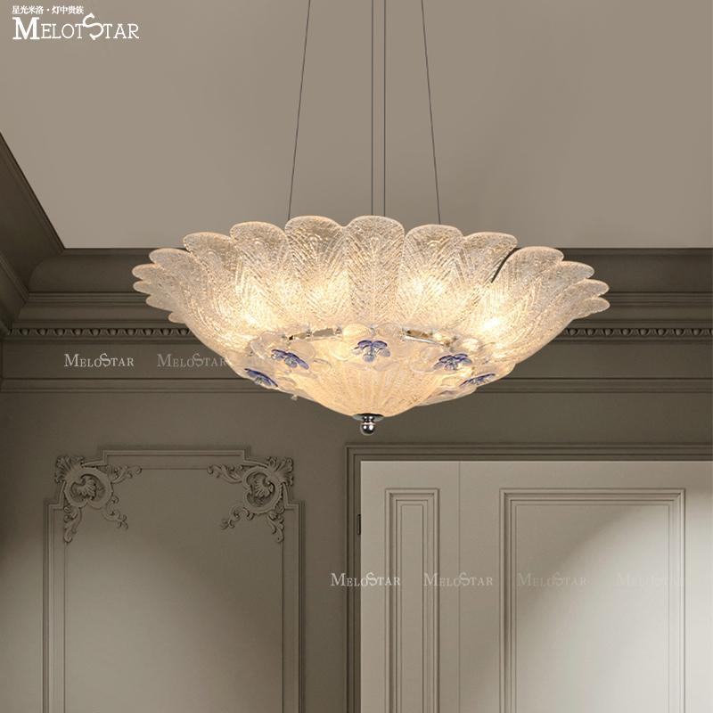 法式轻奢磨砂灯罩吸顶灯客厅饭厅卧室意式复古高端个性水晶吊灯饰