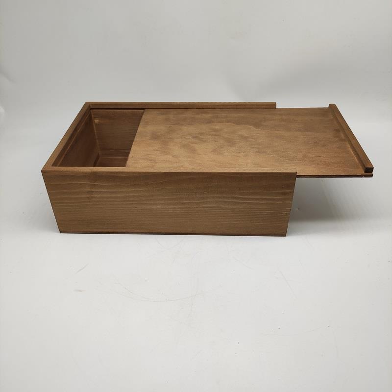 定做木盒 复古色抽拉盒子 带盖木盒胡桃木色收纳盒长方形木盒定制