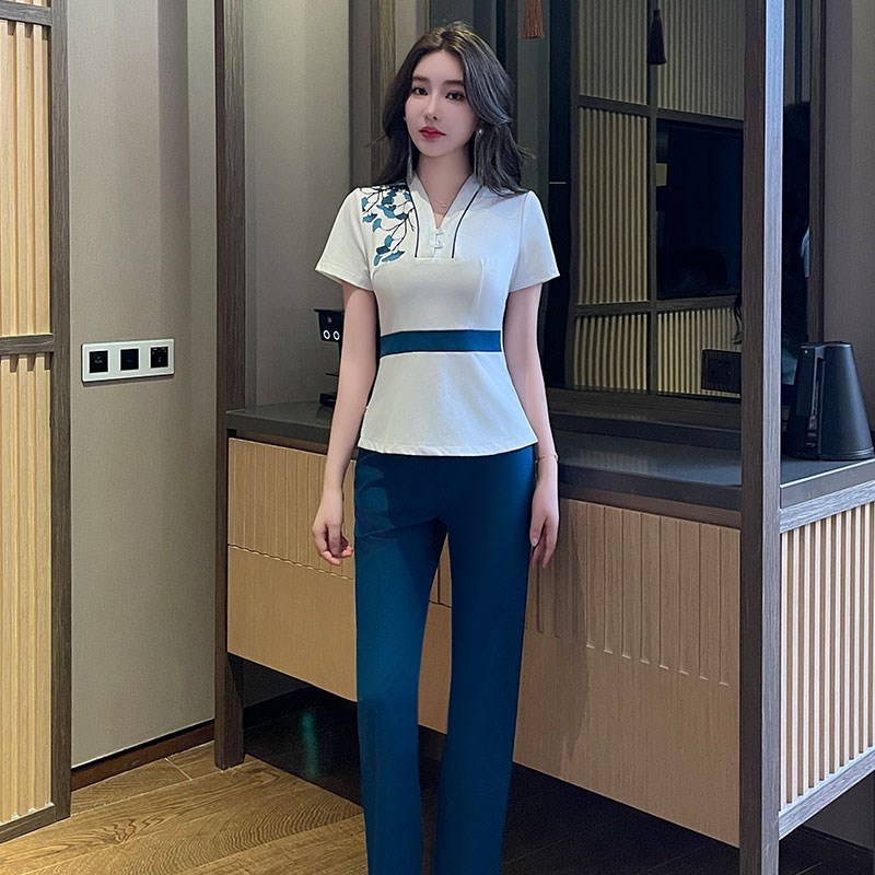 美容院工作服女高端养生馆spa技师工服夏季足浴店足疗工装女套装