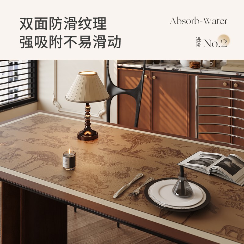 珍宝栖屋中式复古风圆桌垫隔热垫防油防水防烫轻奢高级感皮革桌布
