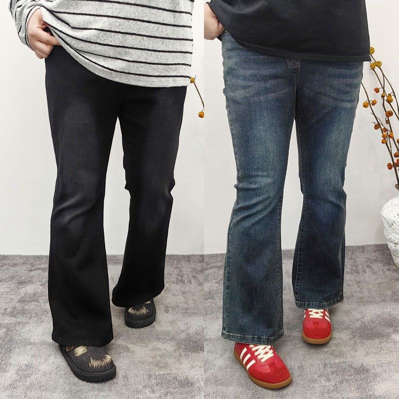 2025春季新品大码胖妹妹显瘦显腿长高腰弹力牛仔裤微喇叭长裤子女,女装/女士精品,大码裤装,淘宝优惠券,粉丝福利购,淘宝优惠卷
