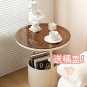 迷你客厅沙发边几小户型圆形玻璃角几床头柜角落置物架北欧小茶几