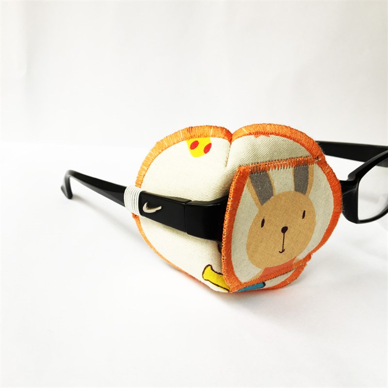 橙色兔子弱视眼罩单眼矫正儿童全遮盖遮眼 手工纯棉轻薄立体卡通