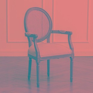 复古藤编餐椅实木法式椅子靠背咖啡厅酒吧民宿休闲美式乡村扶手椅