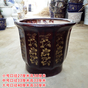 高筒陶瓷花盆特大号 发财树幸福树平安树绿植花卉盆栽室内外客厅