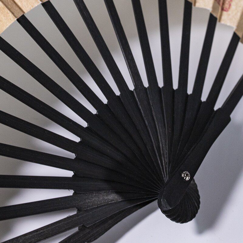 杭州王星记扇子中国风9寸仿乌木丝绸绢面折扇男式古风霸气扇定制