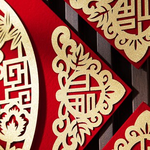 福字门贴2024春节龙年立体大门玻璃贴橱窗贴新年布置过年装饰贴纸