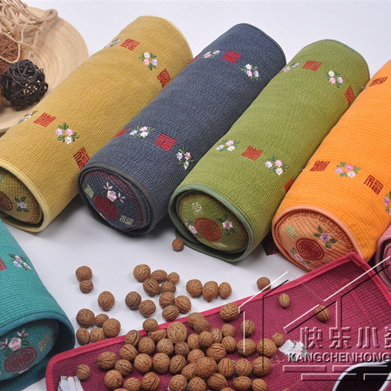 韩国山核桃砂洗棉核桃圆柱形颈椎枕桃核修复保健枕糖果护颈枕拆洗