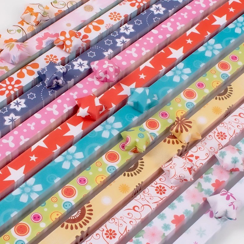 夜光星星折纸渐变色卡通唯美幸运星五角星纸条手工折叠小星星专用