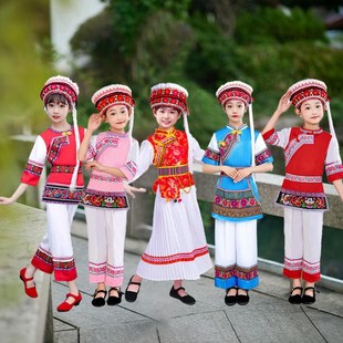 儿童白族舞蹈服男童女童少数民族服装表演服大理白族葫芦丝演出服