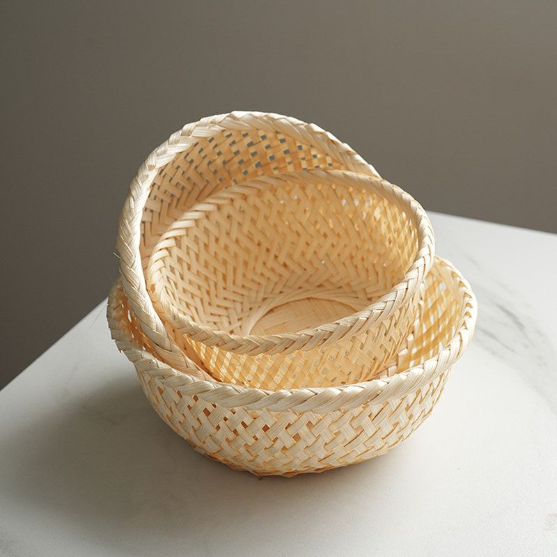 手工竹编迷你筐点心寿司刺身食物创意摆盘用具配菜篮点心篮竹编篮